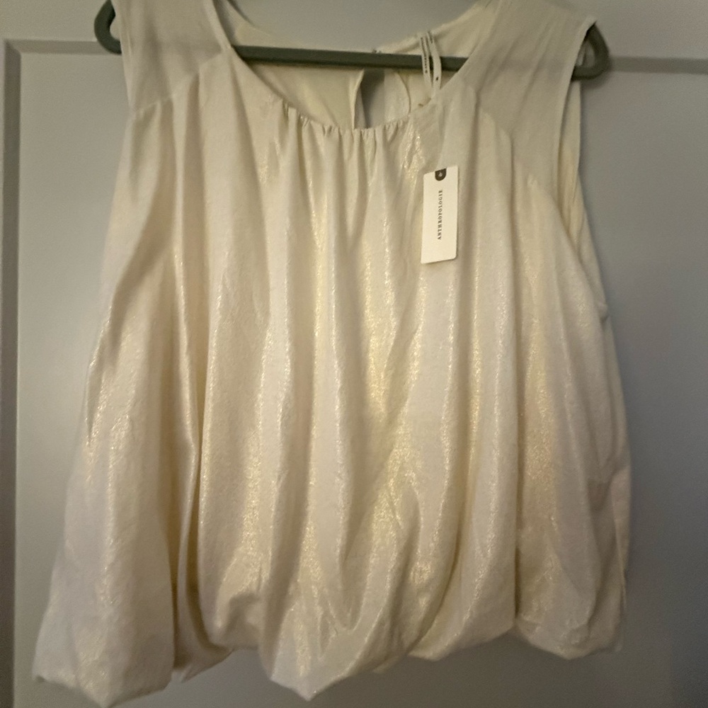 Anthropologie Elegant Cream Women's Top - Picture 7 of 9